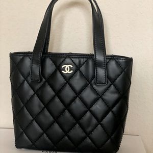 CHANEL calfskin stitch small Surplice tote - Black, Vintage